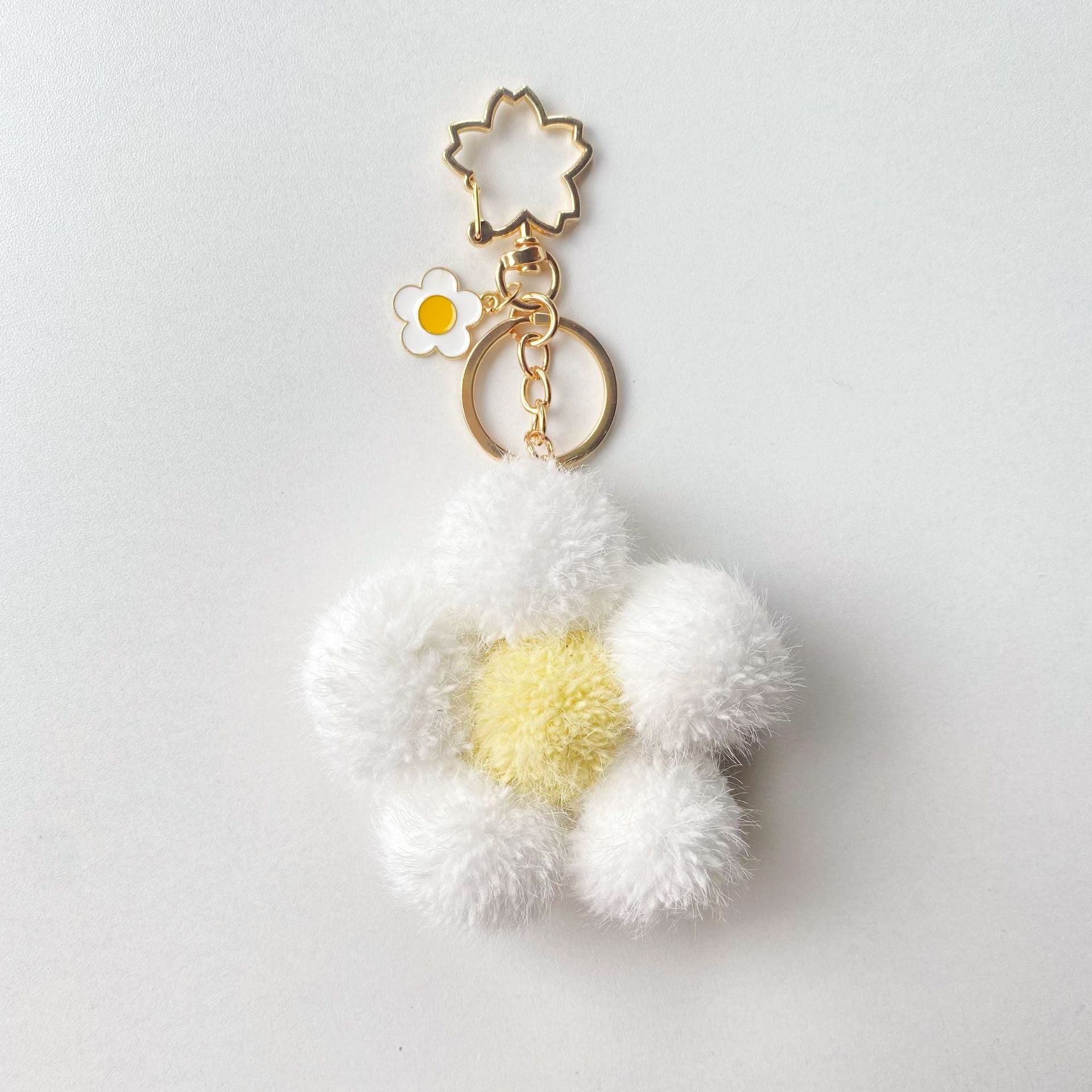 Wholesale Plush Colored Flower Ball Keychains